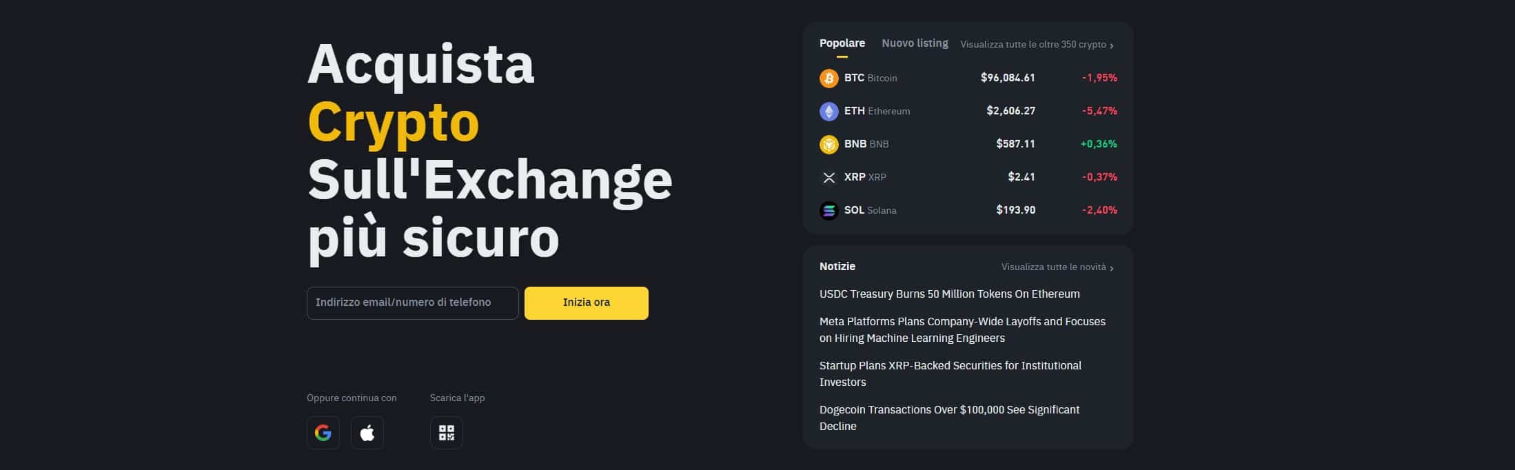 Migliori piattaforme per comprare criptovalute - Binance